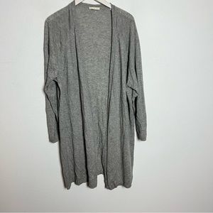 Skin Worldwide Wool Cashmere Gray Open Front Cardigan Sweater *MISSING BELT XL